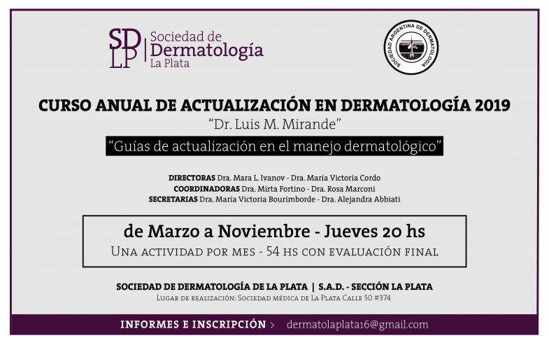 CURSO ANUAL DE ACTUALIZACIÓN EN DERMATOLOGÍA 2019